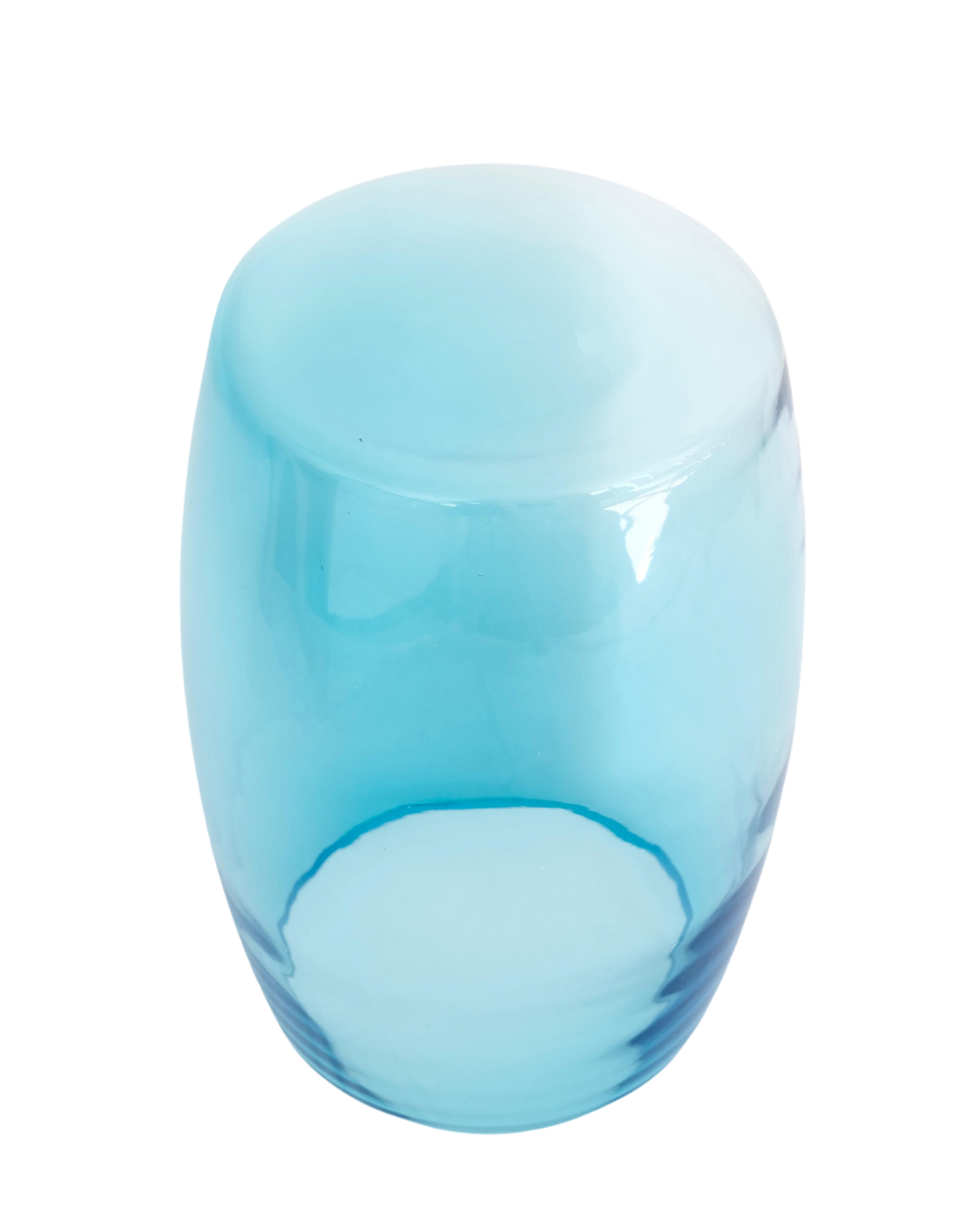Tavolino Acqua Mare 50 — hand-blown Murano glass table in aquamarine gradient, tall sculptural form on white background.