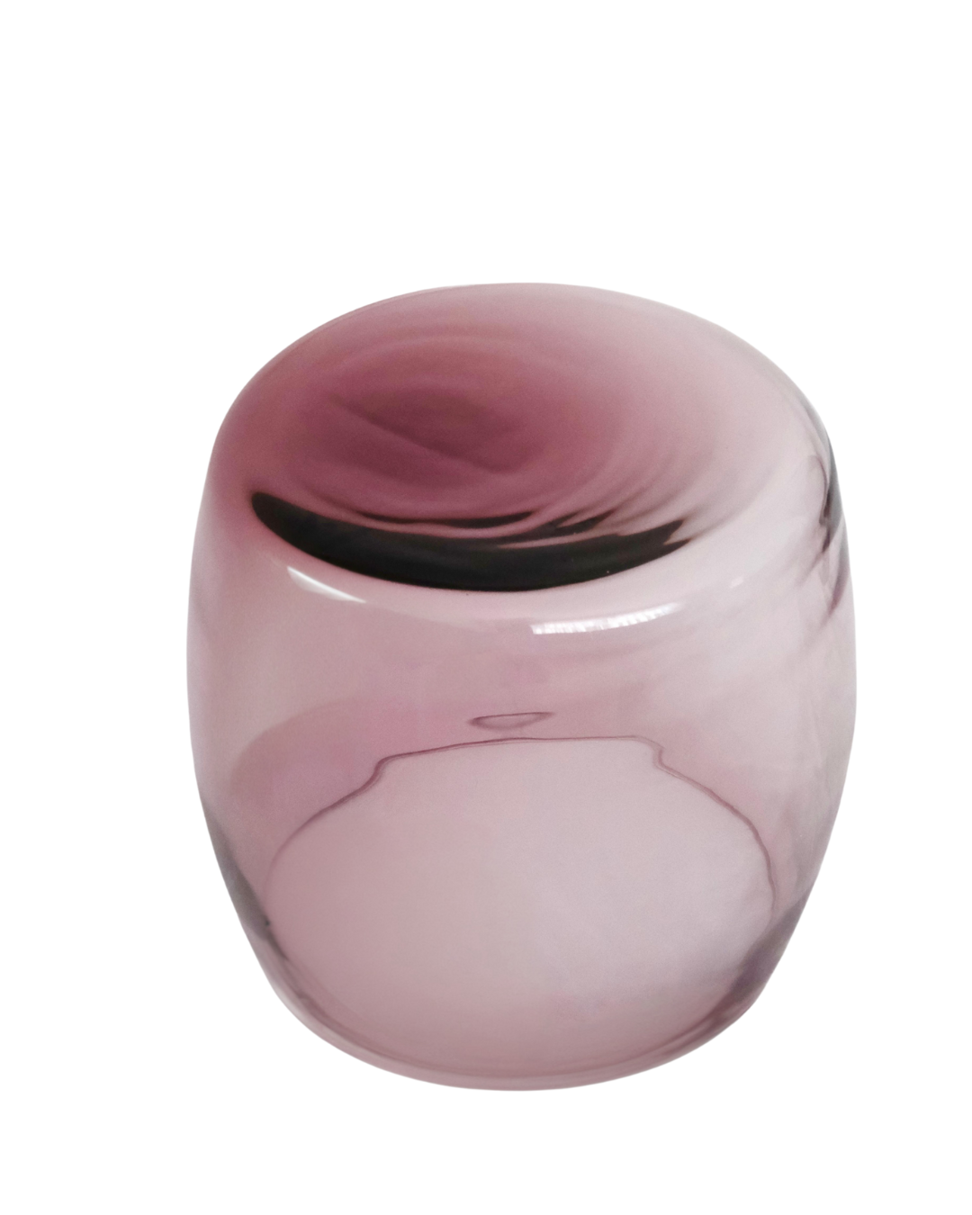 Hand-blown Murano glass table in amethyst purple, Tavolino Ametista 40, sculptural rounded form.