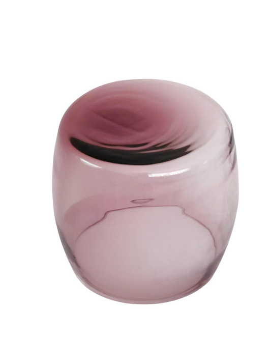 Hand-blown Murano glass table in amethyst purple, Tavolino Ametista 40, sculptural rounded form.