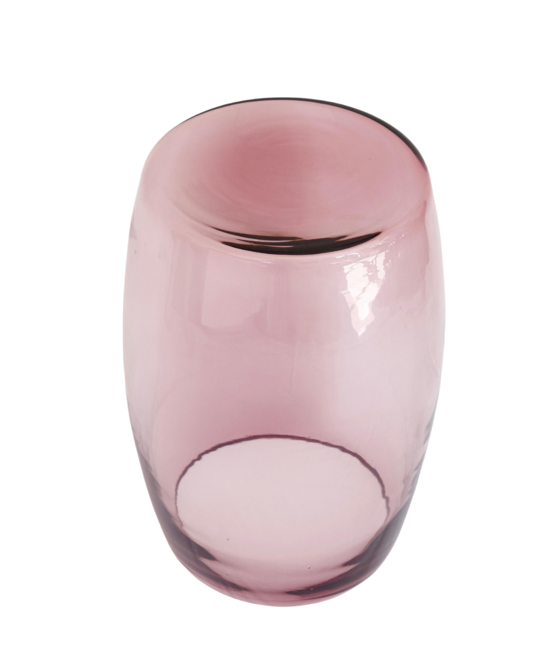 Tavolino Ametista 50 — hand-blown Murano glass table in amethyst purple, tall sculptural form on white background.