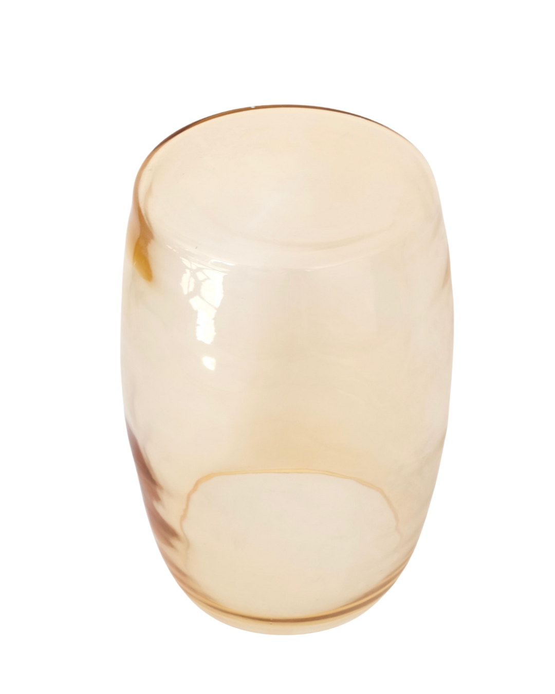Tavolino Sole 50 — hand-blown Murano glass table in warm amber, tall sculptural form on white background.