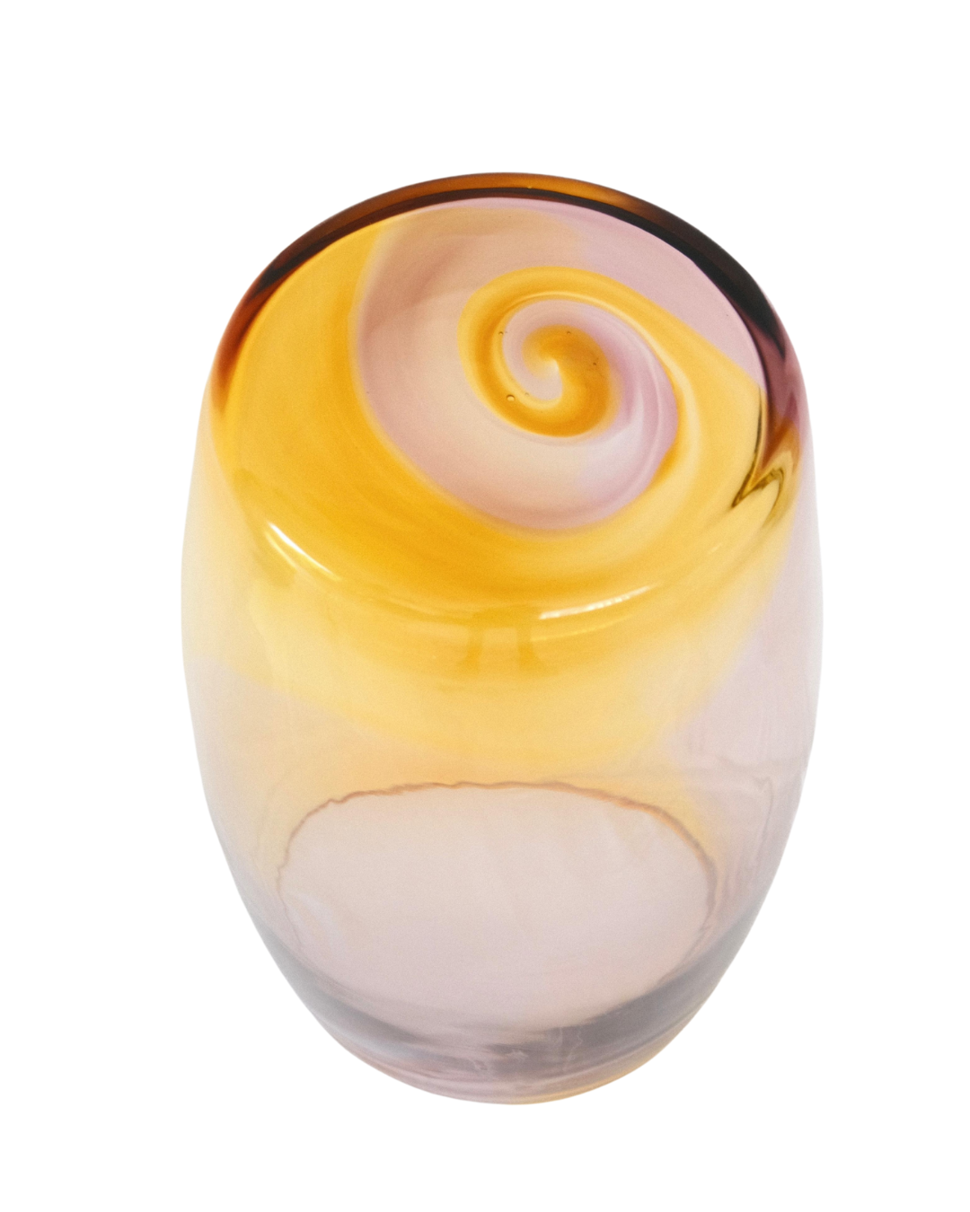 Hand-blown Murano glass table in amethyst and amber with spiral colour formation, Tavolino Viola Solare 50.